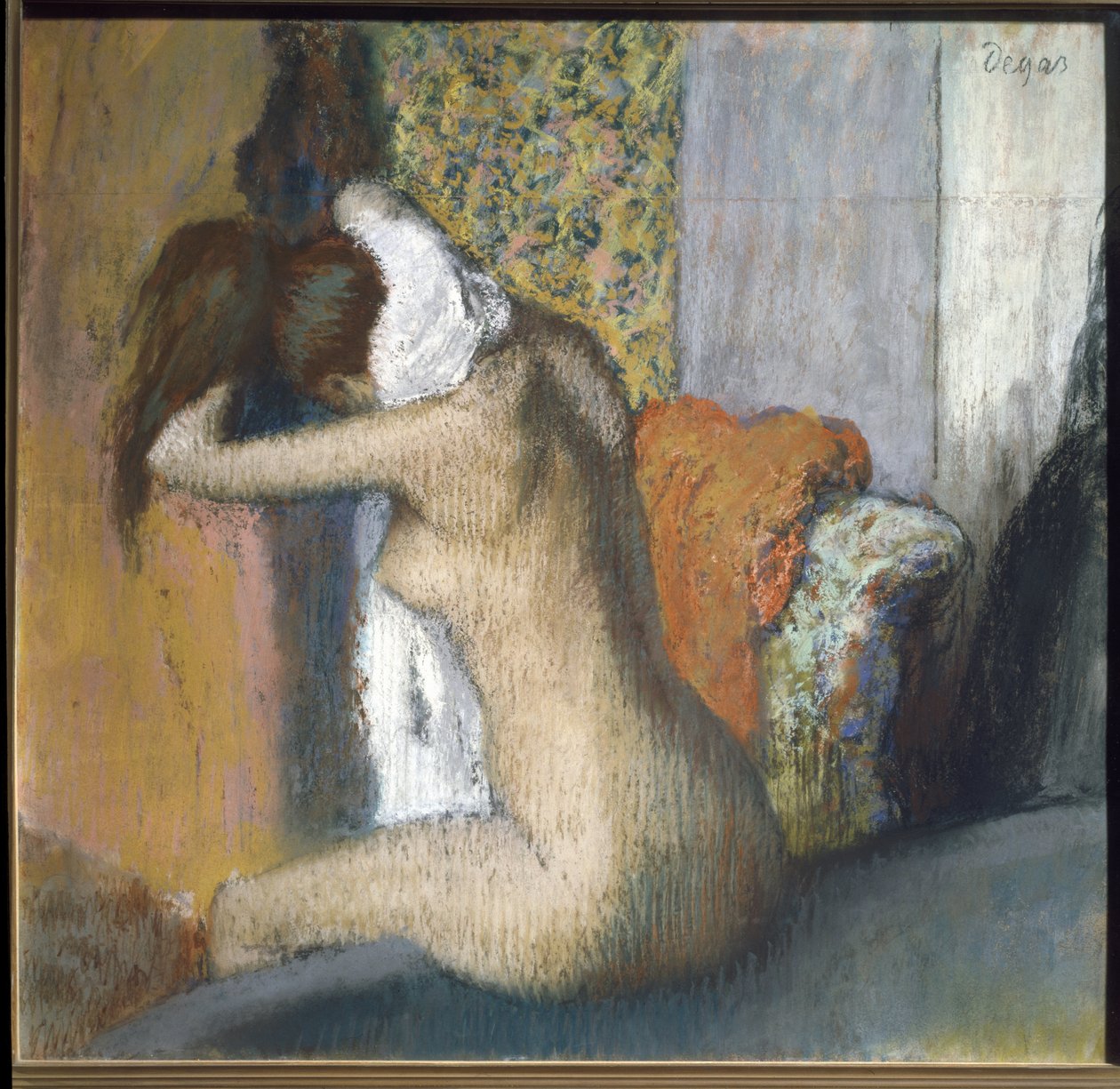 Kylvyn jälkeen (pastelli kartongille) tekijältä Edgar Degas