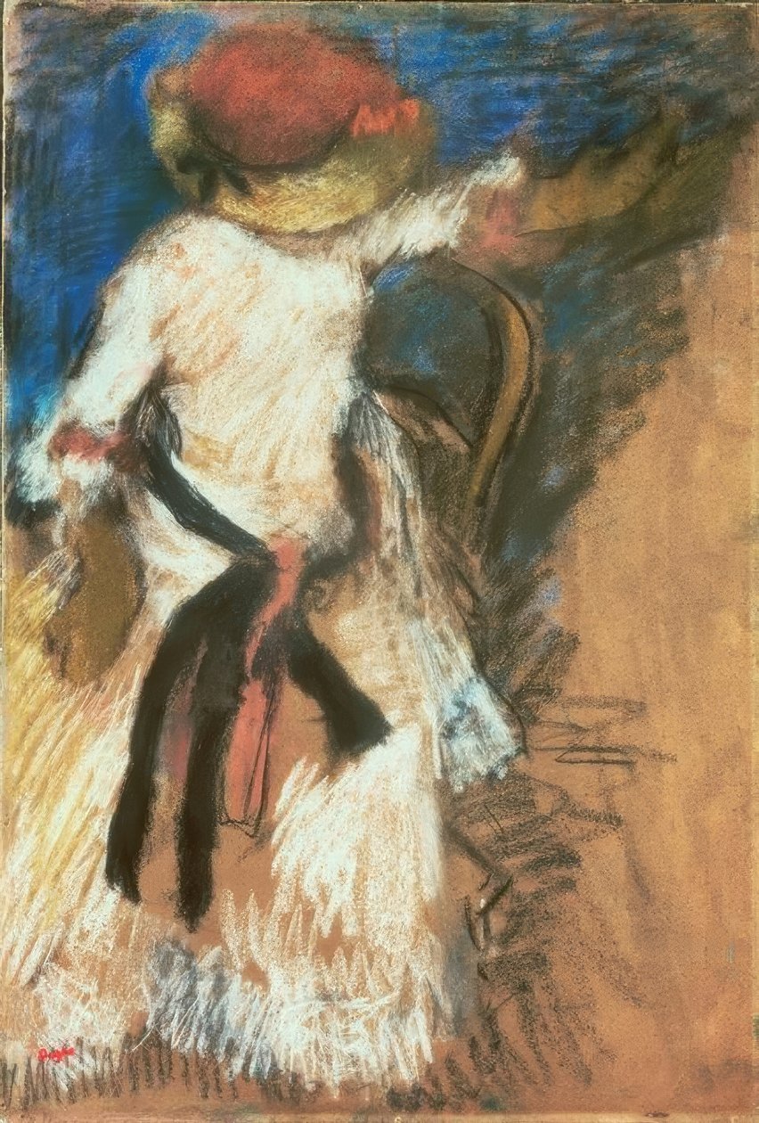 Nainen istuu tekijältä Edgar Degas