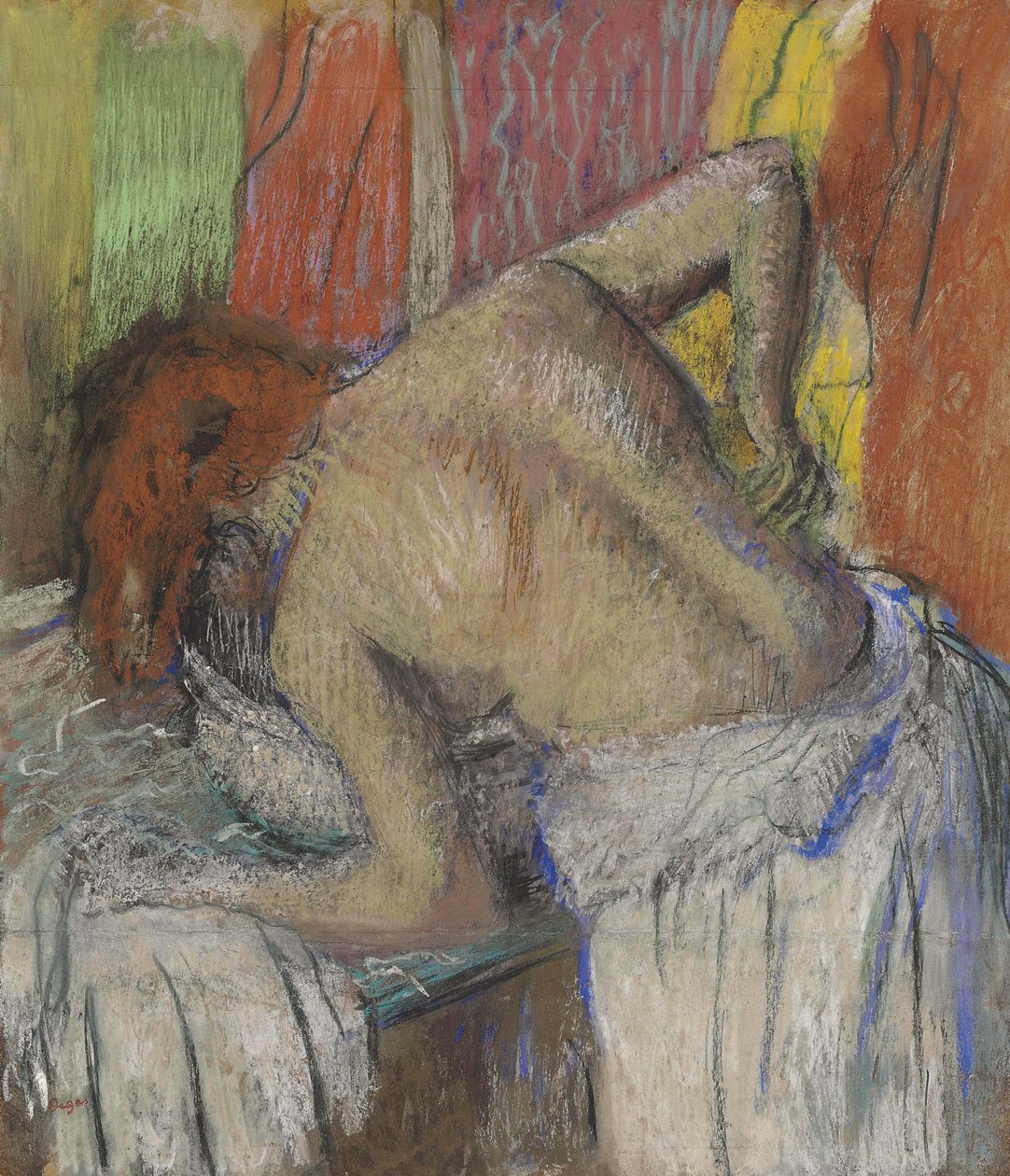 Nainen pyyhkii selkänsä, c. 1895. tekijältä Edgar Degas