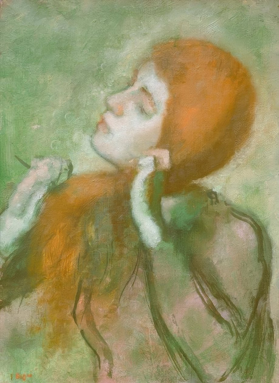 Nainen kampaamassa tekijältä Edgar Degas