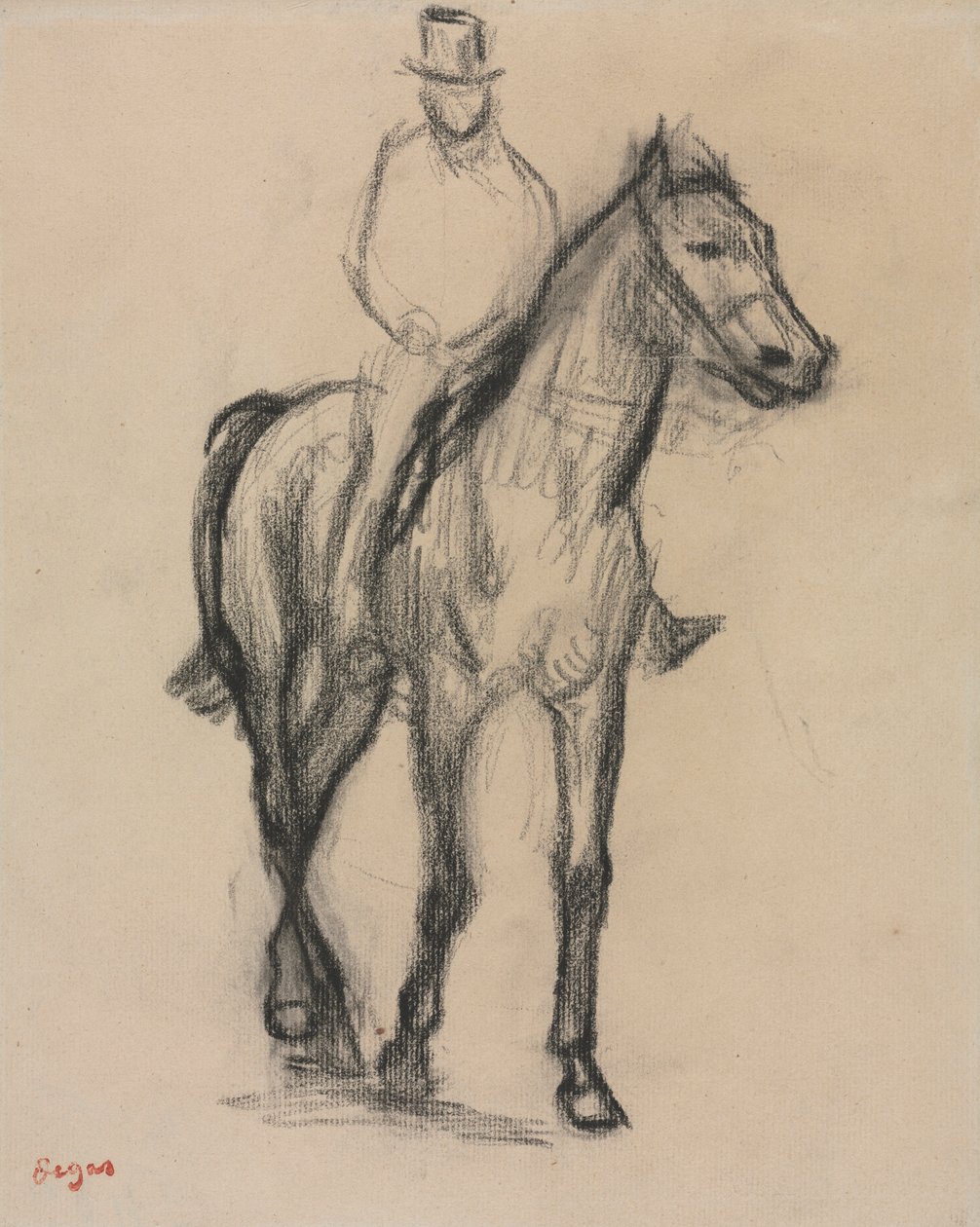Hevonen ja ratsastaja, n.1890 (musta liitu) tekijältä Edgar Degas