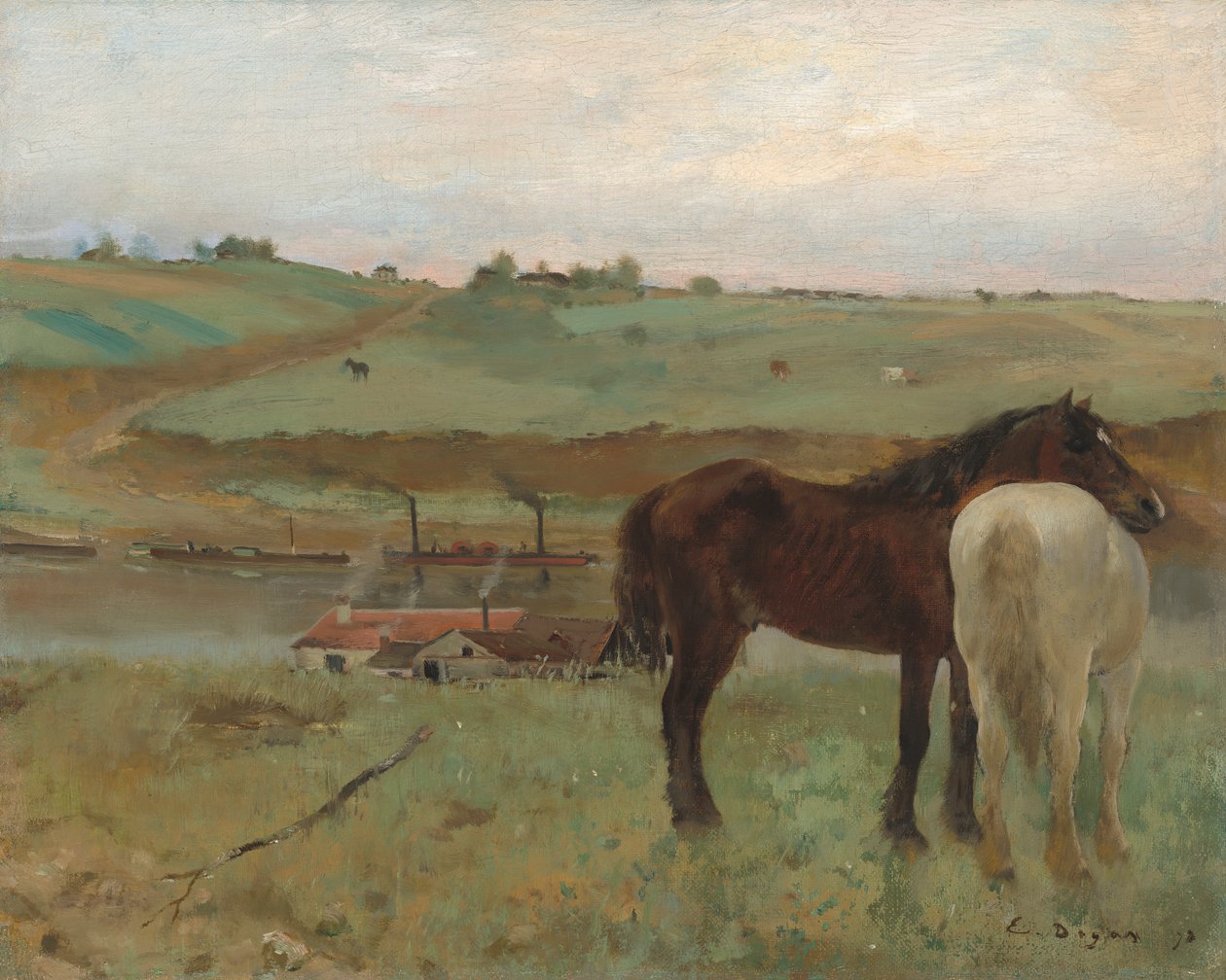 Hevoset niityllä, 1871 tekijältä Edgar Degas
