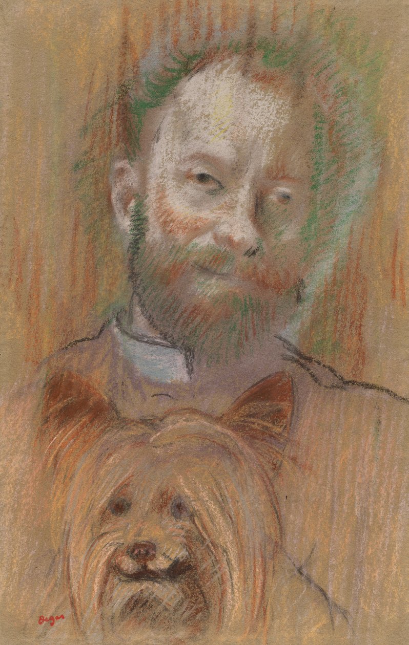 Ludovic Lepic pitelee koiraansa, 1889. tekijältä Edgar Degas
