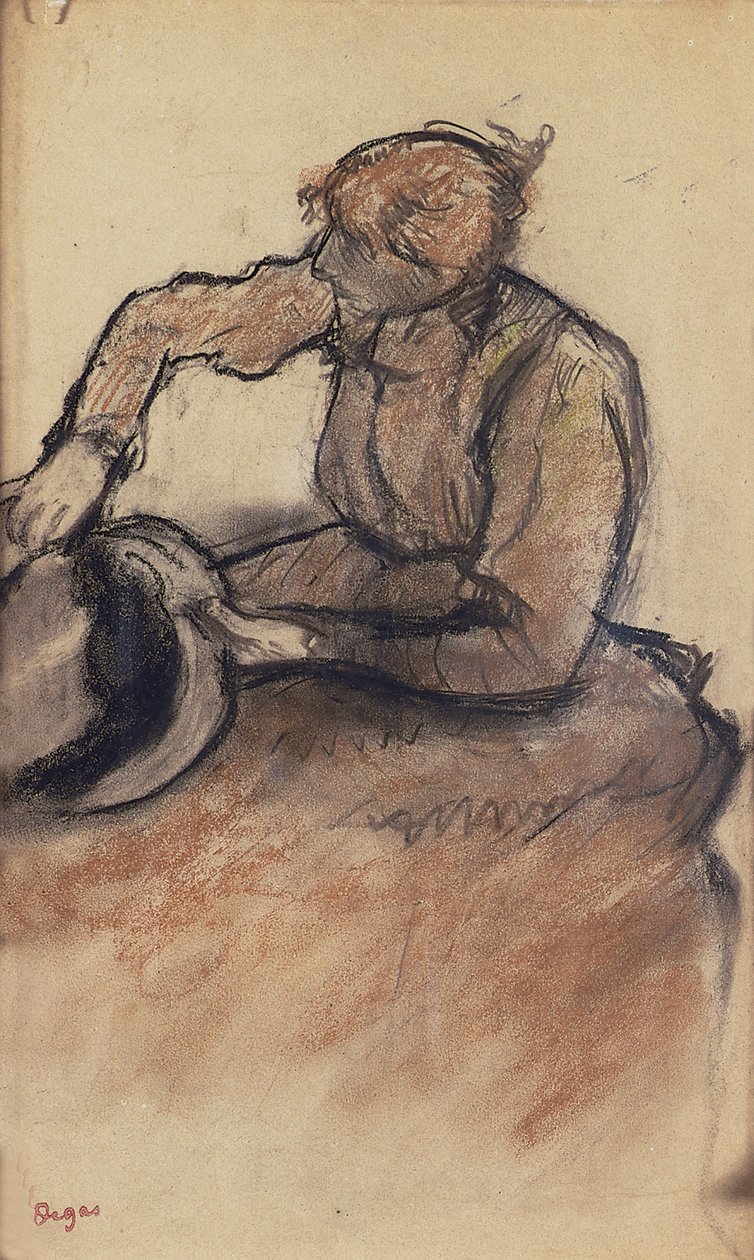 Milliner viimeistelee hattua, n.1898 tekijältä Edgar Degas