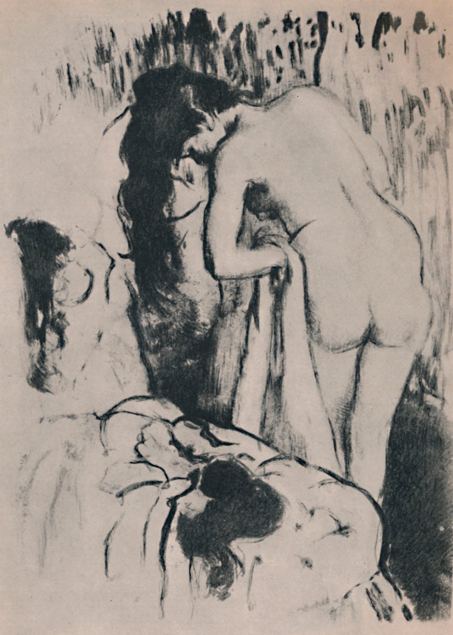 Alaston naisen pukeutuminen, c. 1890, 1946. tekijältä Edgar Degas