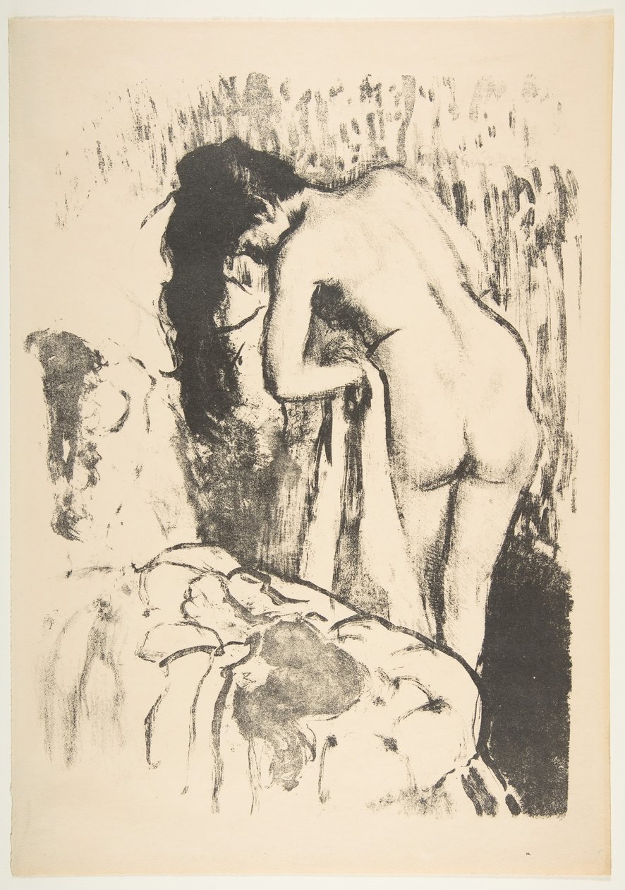 Alaston nainen seisomassa, kuivaamassa itseään, 1891-92. tekijältä Edgar Degas