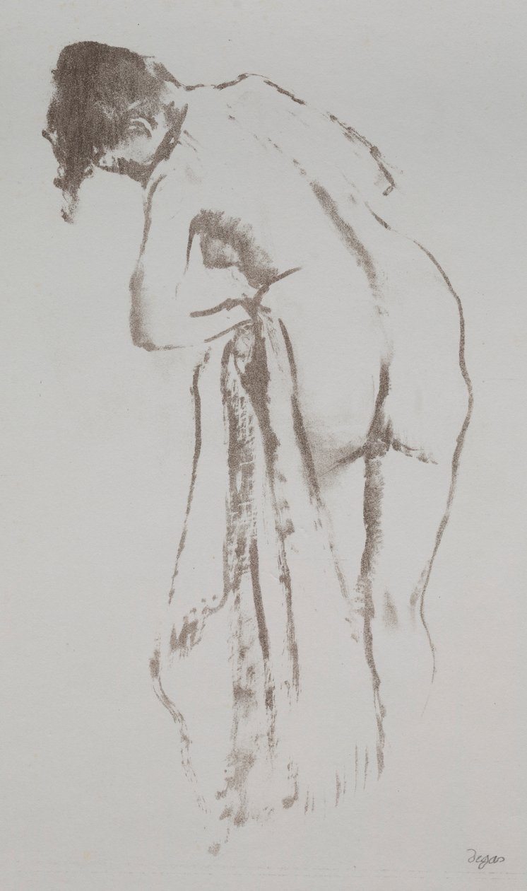 Alaston nainen pyyhkeellä, seisomassa, 1891-92. tekijältä Edgar Degas