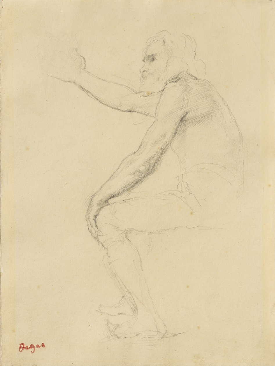 Istuva vanha mies, n. 1862 tekijältä Edgar Degas