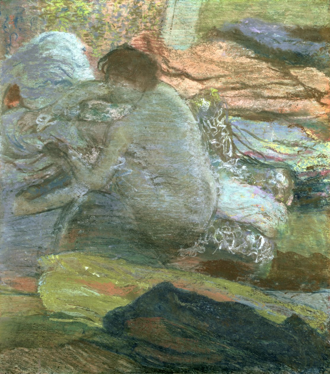 Istuva nainen kuivaamassa jalkojaan, n. 1893 tekijältä Edgar Degas