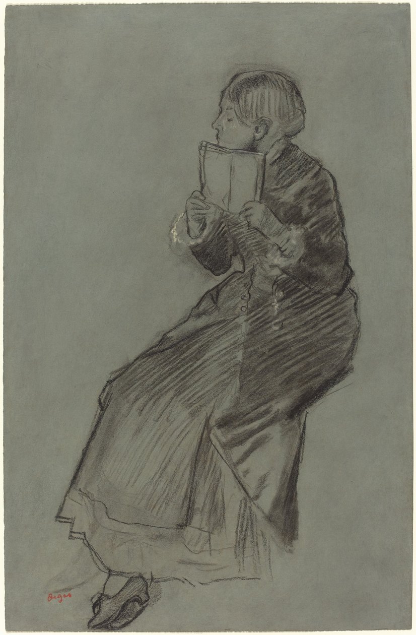 Nainen lukee kirjaa, c. 1879. tekijältä Edgar Degas
