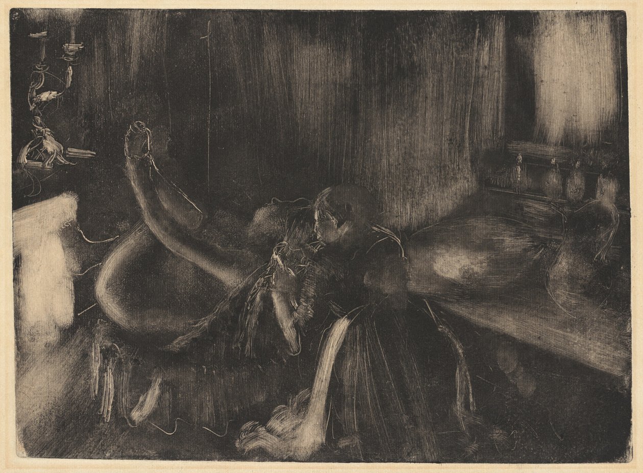 Nainen takan ääressä tekijältä Edgar Degas