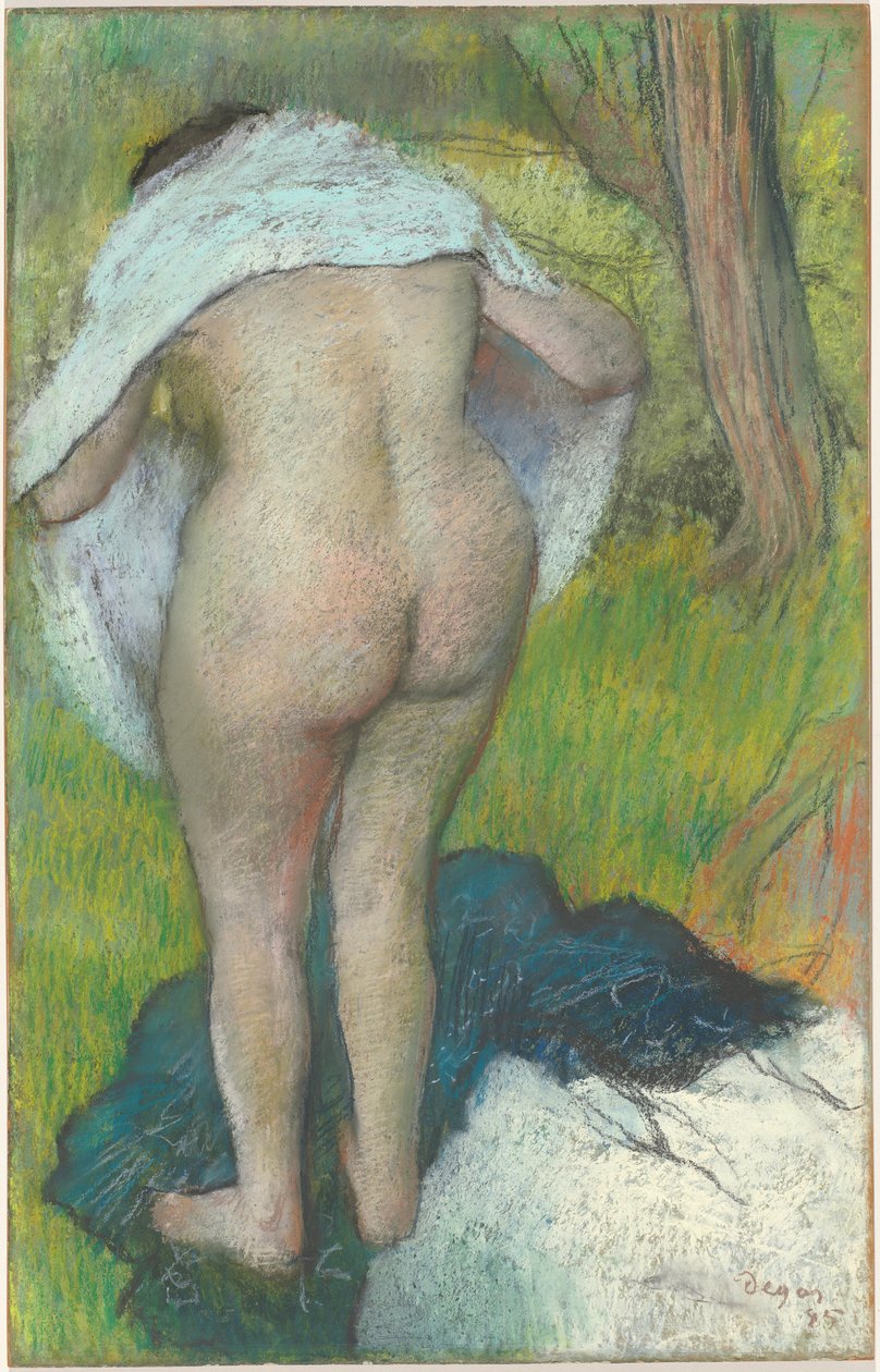 Nuori nainen pukeutuu itseään tekijältä Edgar Degas