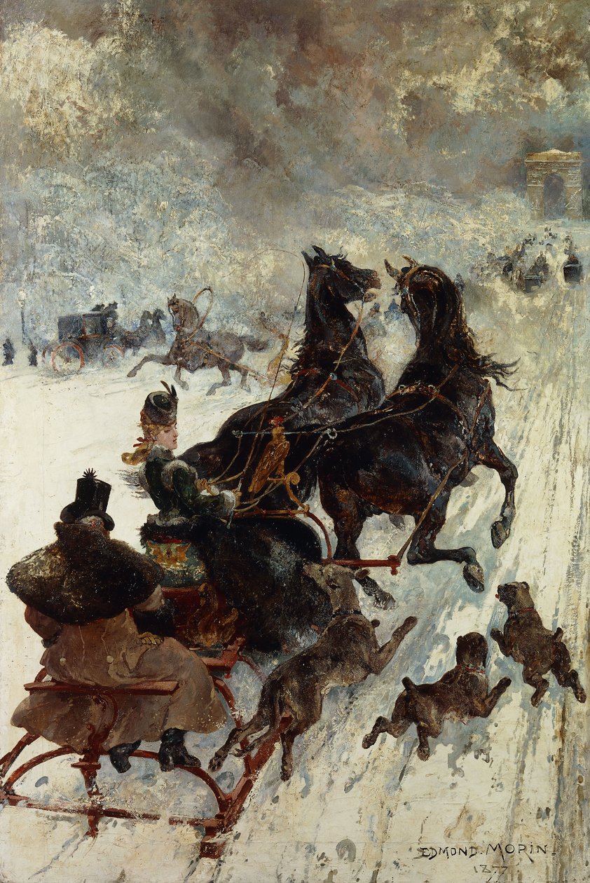 Kelkkakilpailu, 1877 tekijältä Edmond Morin