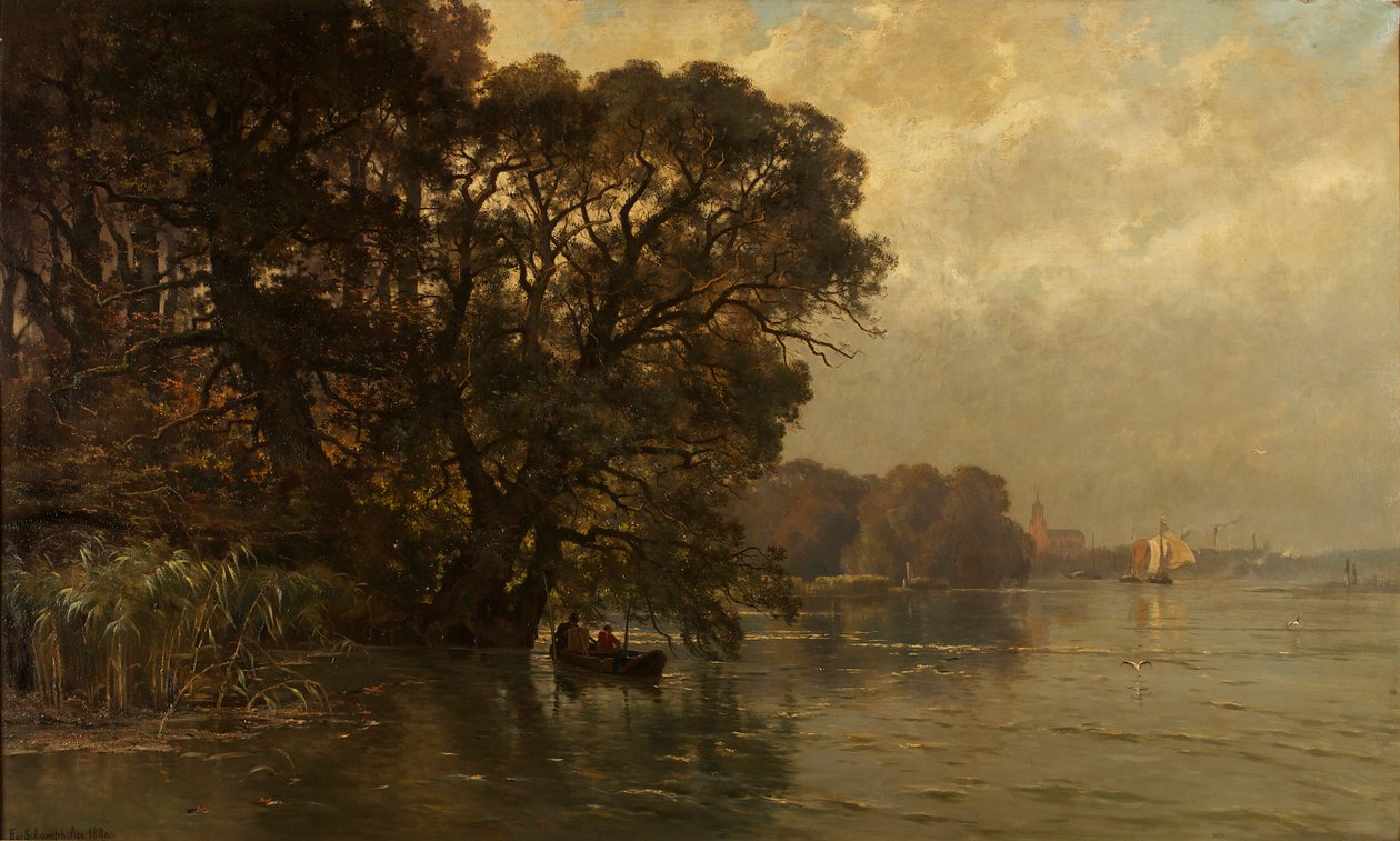 Scheldt lähellä Wettereniä (Belgia) tekijältä Edmond de Schampheleer