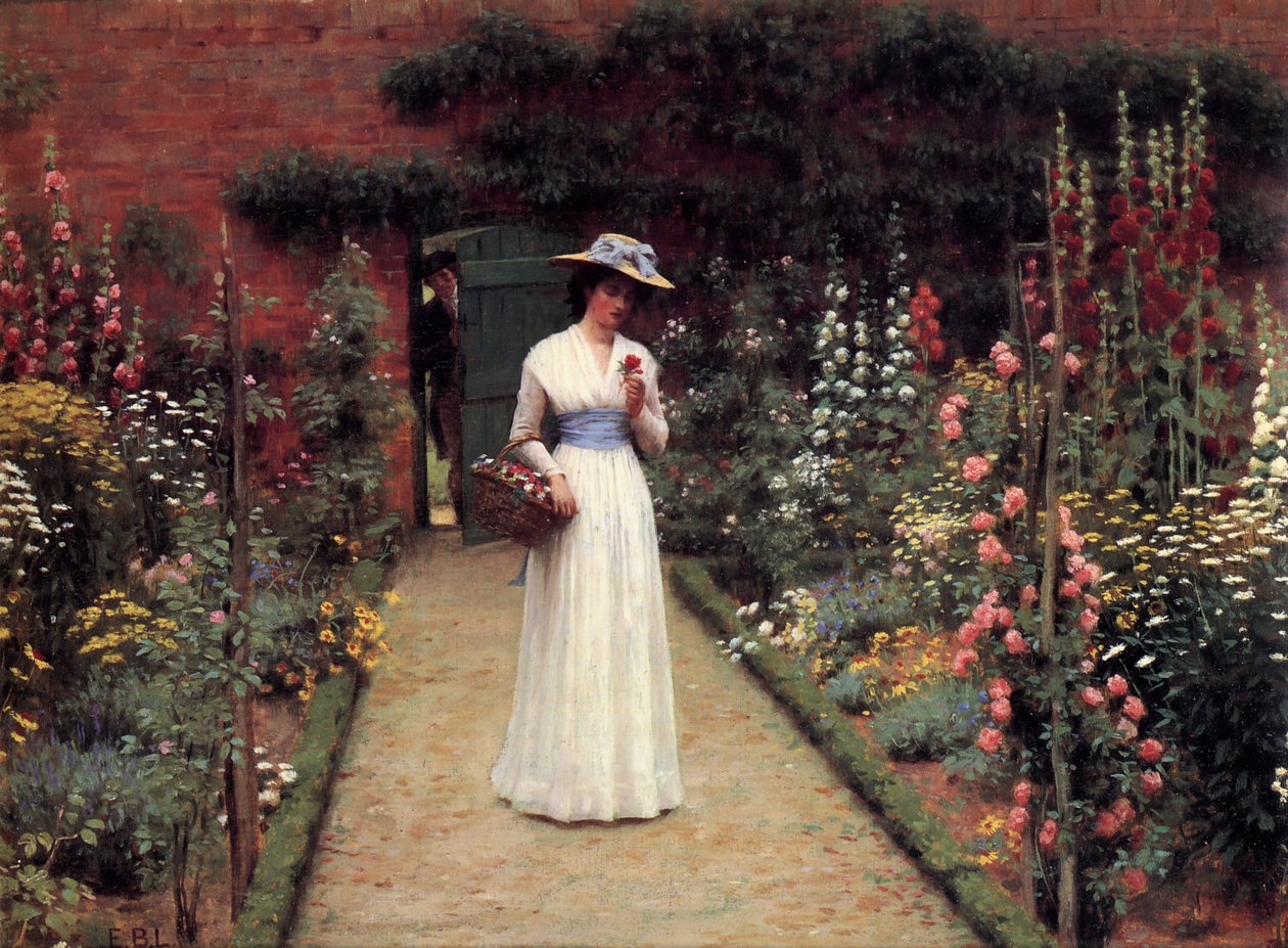 Rouva puutarhassa tekijältä Edmund Leighton