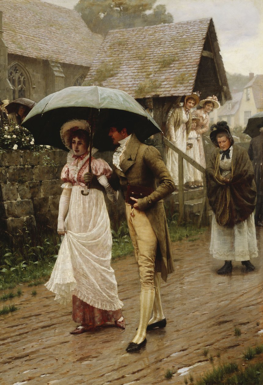 Märkä sunnuntaiaamu, 1896 tekijältä Edmund Blair Leighton