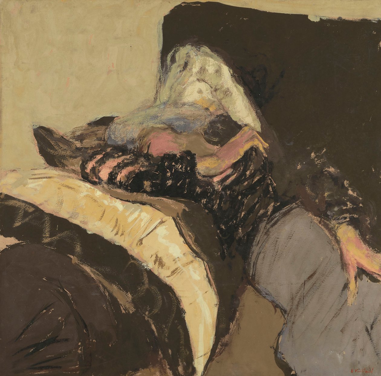Lucy Hessel nukkuu sohvalla tekijältä Edouard Vuillard