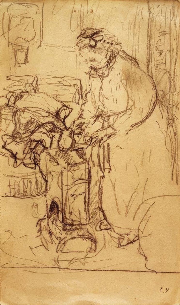Madame Vuillard devant un poêle à pétrole tekijältä Edouard Vuillard