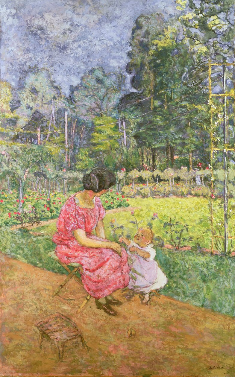 Nainen ja lapsi puutarhassa 88;Femme et enfant au jardin; tekijältä Edouard Vuillard