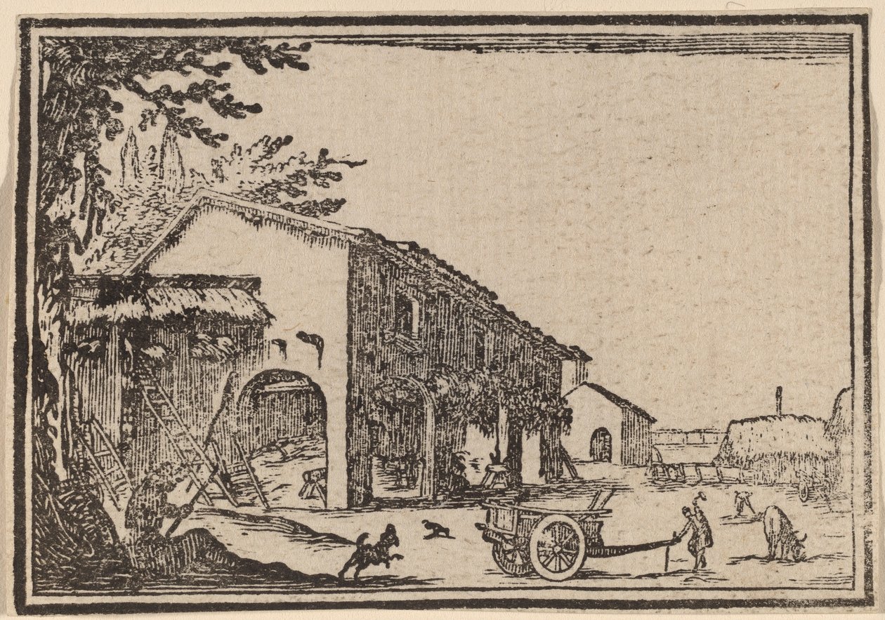 Maatilan piha tekijältä Edouard Eckman after Jacques Callot