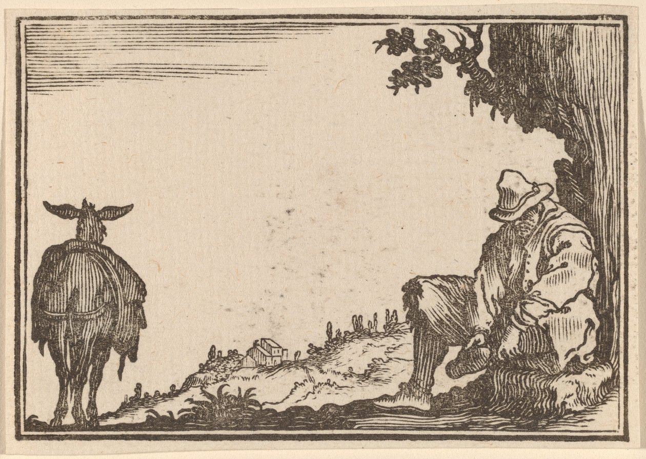 Talonpoika riisumassa kenkänsä tekijältä Edouard Eckman after Jacques Callot