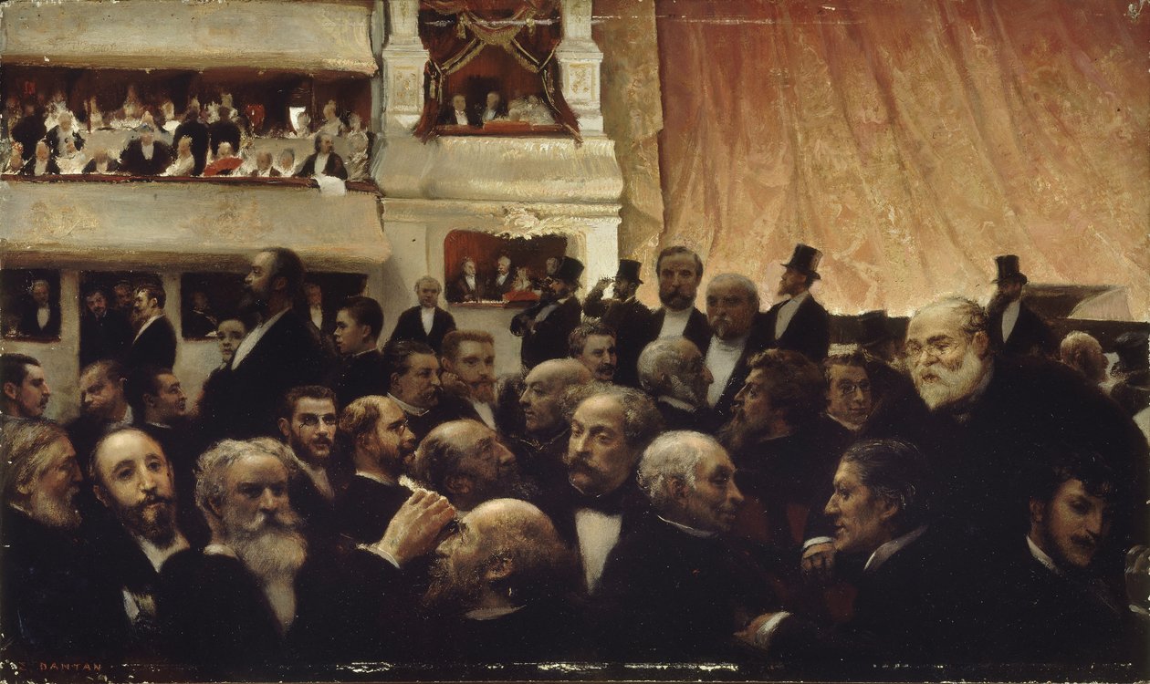 Ensiesityksen väliaika Comédie-Françaisessa, 1885. tekijältä Edouard Joseph Dantan
