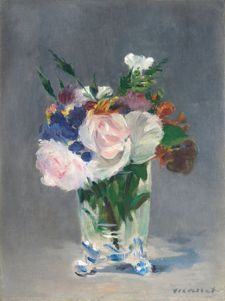 Kukkia kristallimaljakossa, n. 1882. tekijältä Édouard Manet