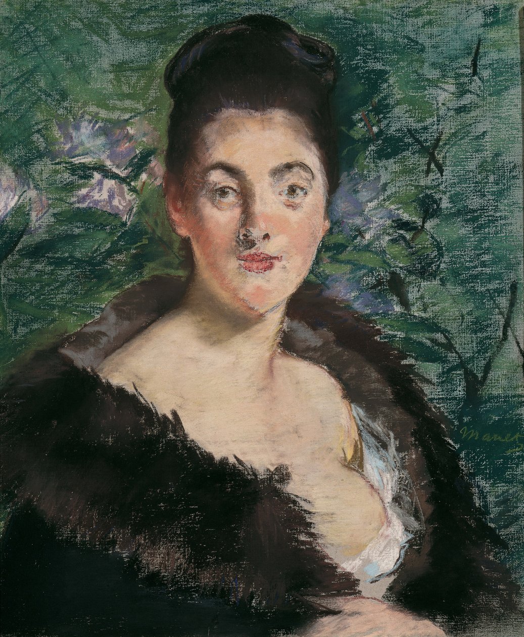 Nainen turkissa, n. 1880. tekijältä Édouard Manet