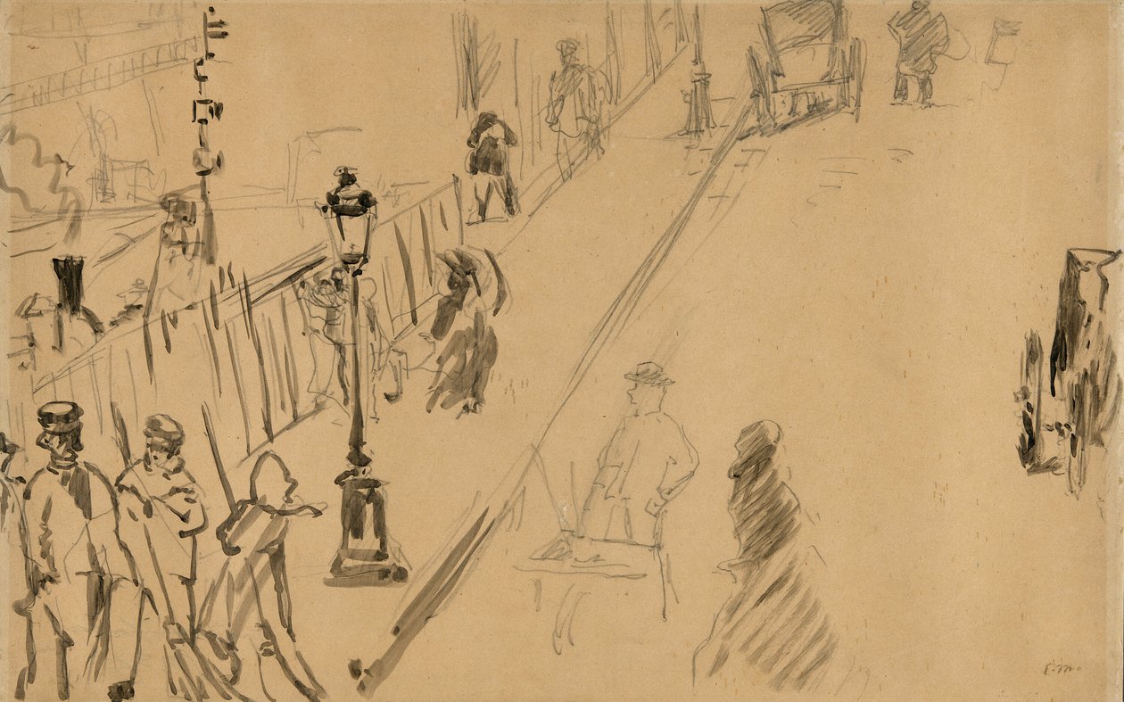 Rue Mosnier kaasulampulla tekijältä Édouard Manet