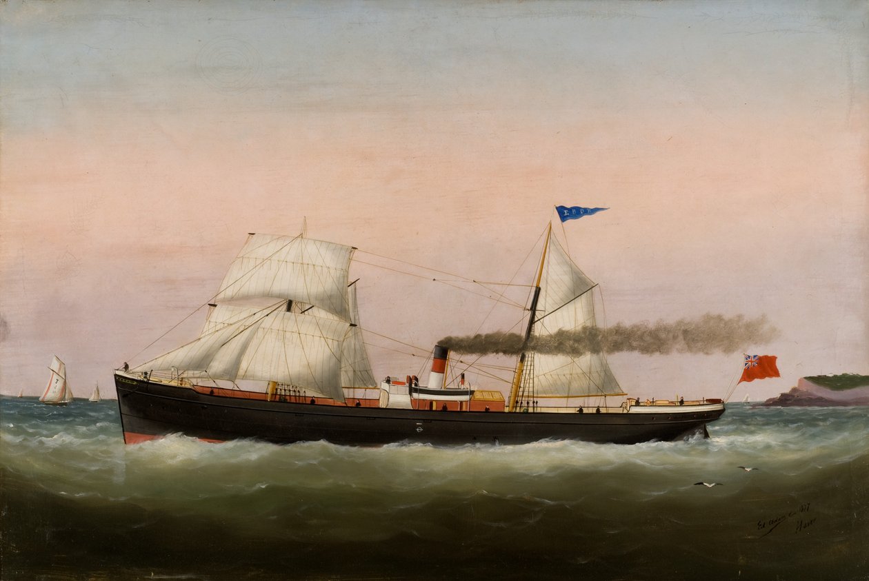 Purjeveneet, Le Havre, 1877 tekijältä Edouard Marie Adam