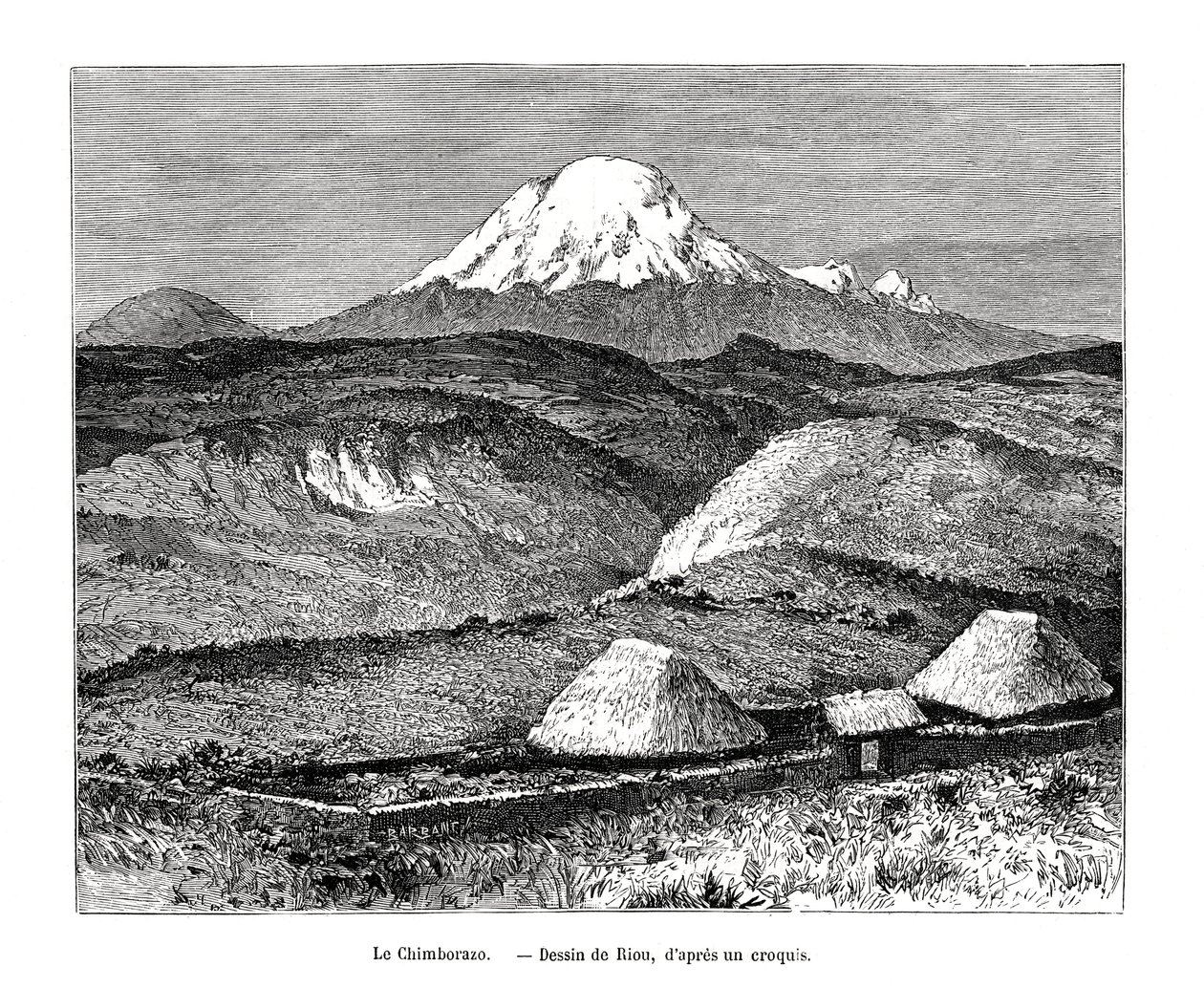 Chimborazo-vuori, Ecuador, 1800-luku tekijältä Edouard Riou