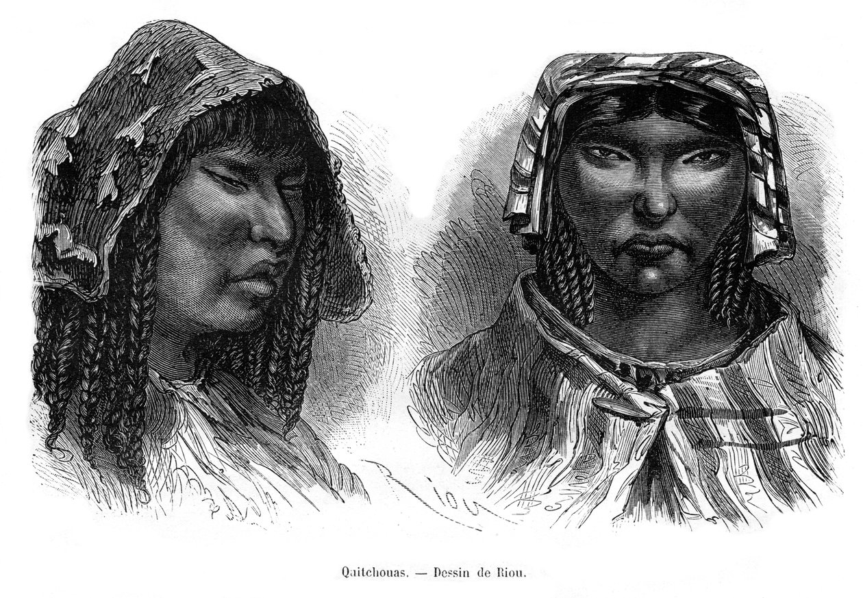 Quichua-intiaanit, Etelä-Amerikka, 1800-luku tekijältä Edouard Riou