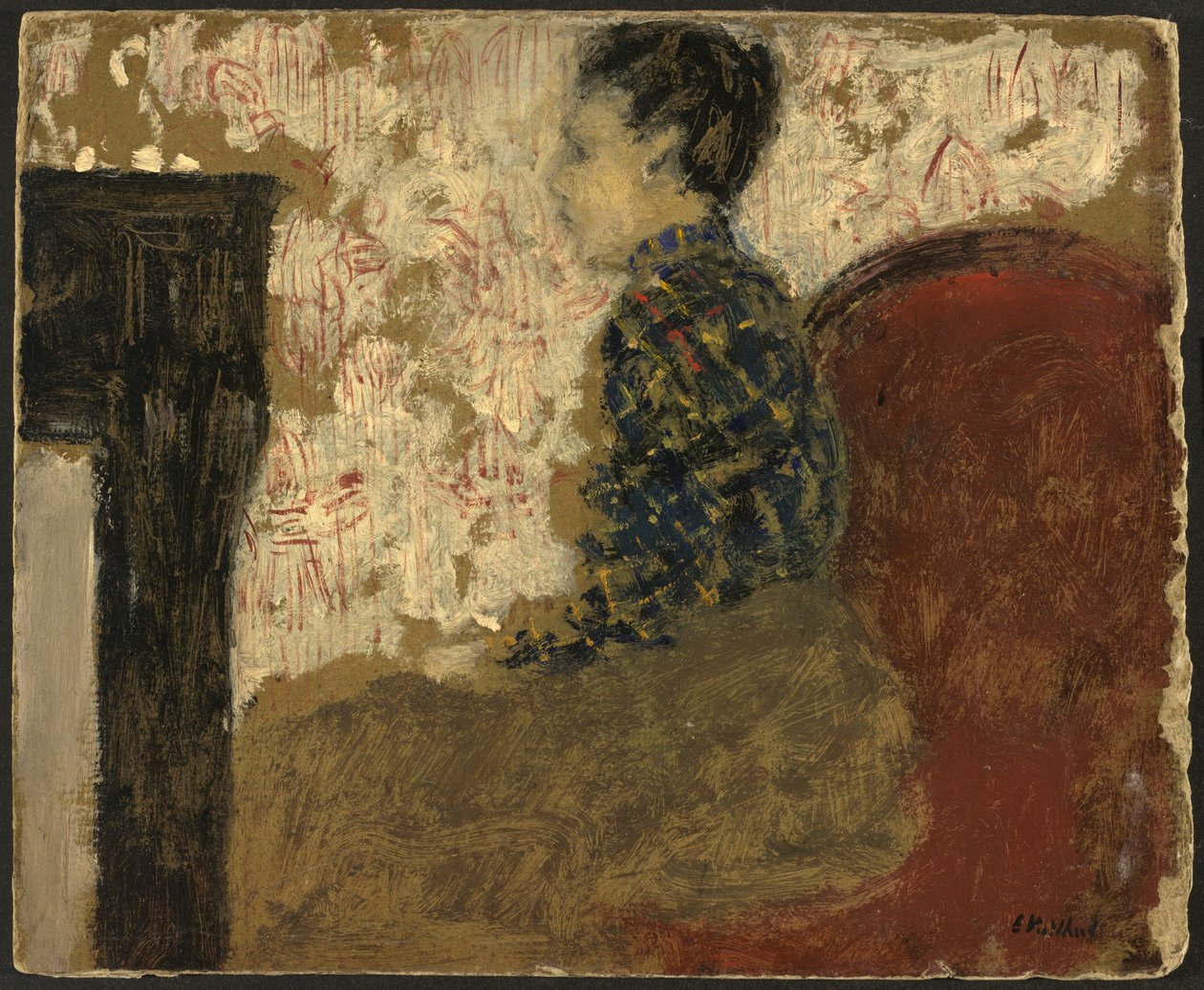 Nainen istuu tulen äärellä tekijältä Edouard Vuillard