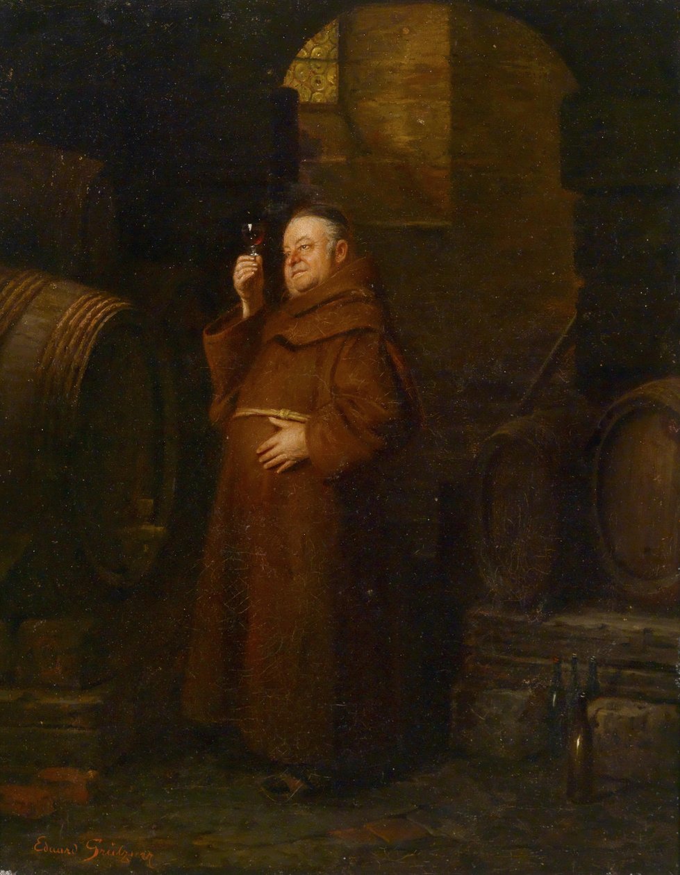 Mönch bei der Weinprobe tekijältä Eduard von Grutzner
