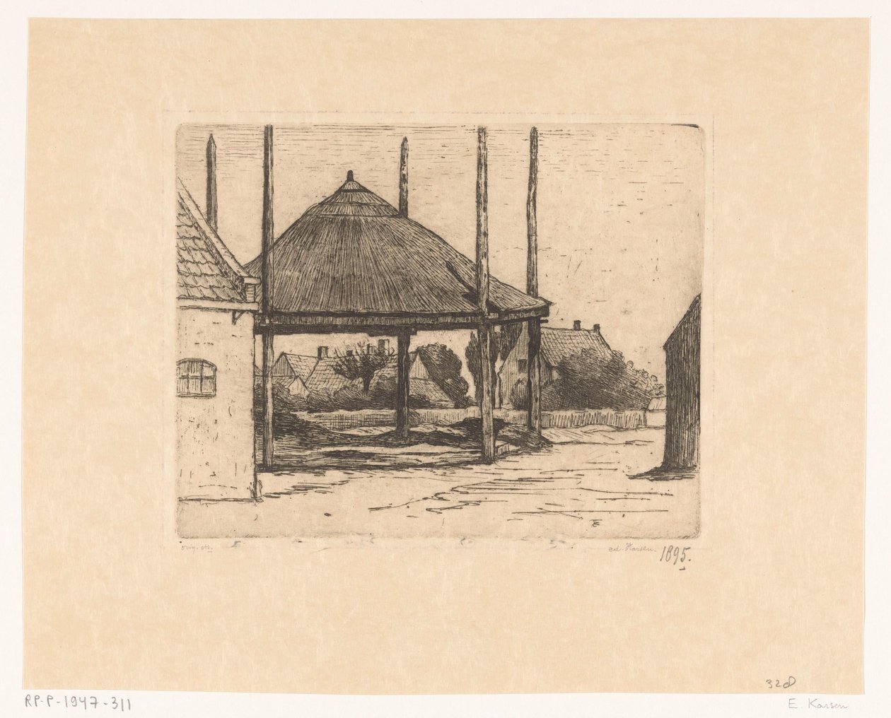 Maatila, jossa tyhjä heinänavetta tekijältä Eduard Karsen (signed by artist)