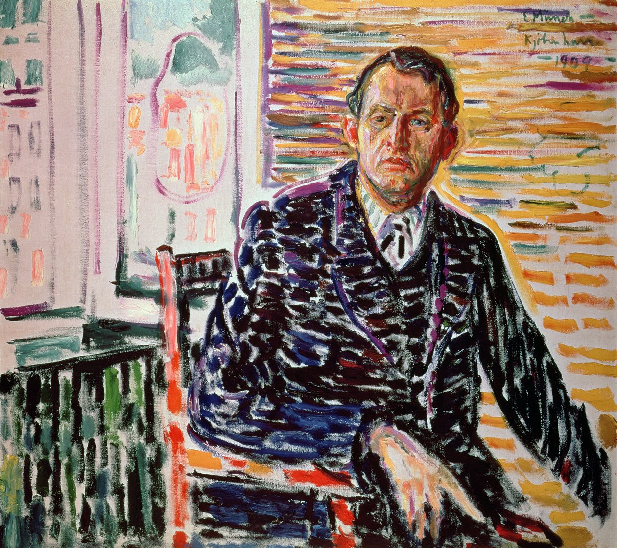 Omakuva sinisessä paidassa tekijältä Edvard Munch