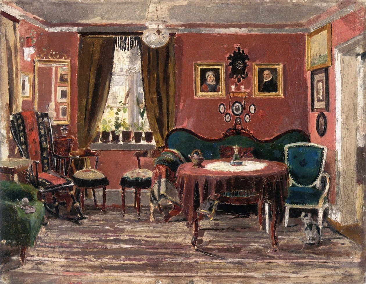 Neiti Munchin olohuone Pilestredetissä 61 (1881). tekijältä Edvard Munch