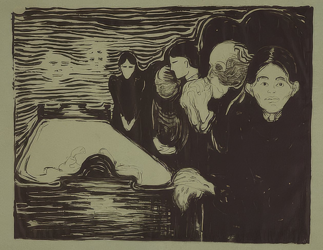 Kuolinvuoteella. 1896 tekijältä Edvard Munch