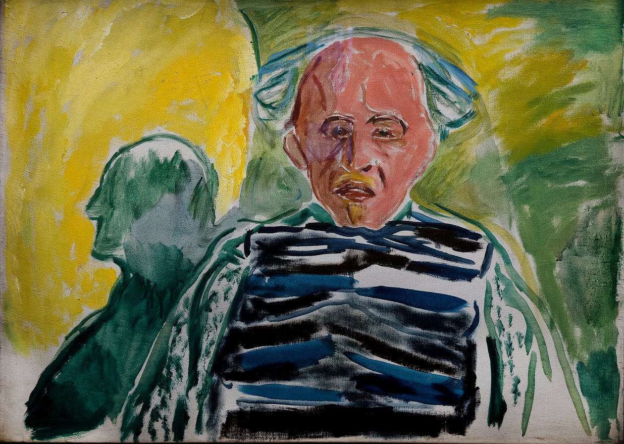 Omakuva yllään raidallinen villapaita tekijältä Edvard Munch