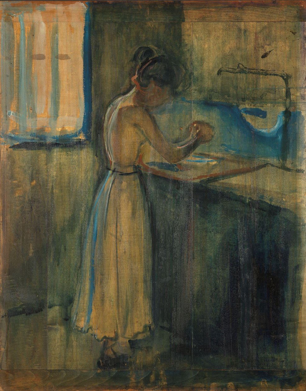 Nuori nainen pesee itseään tekijältä Edvard Munch