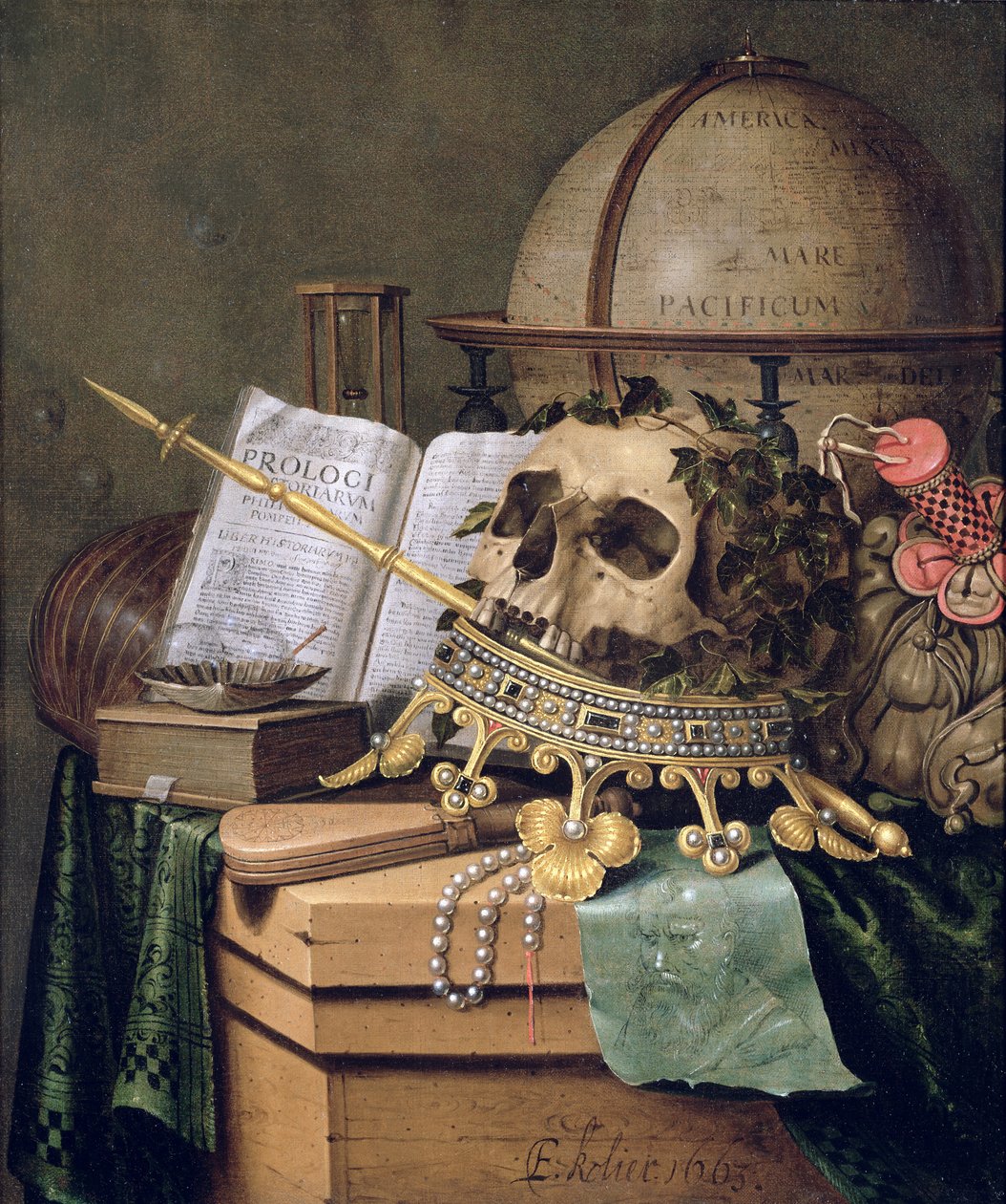 Vanitas, (allegorinen asetelma) tekijältä Edwaert Colyer or Collier