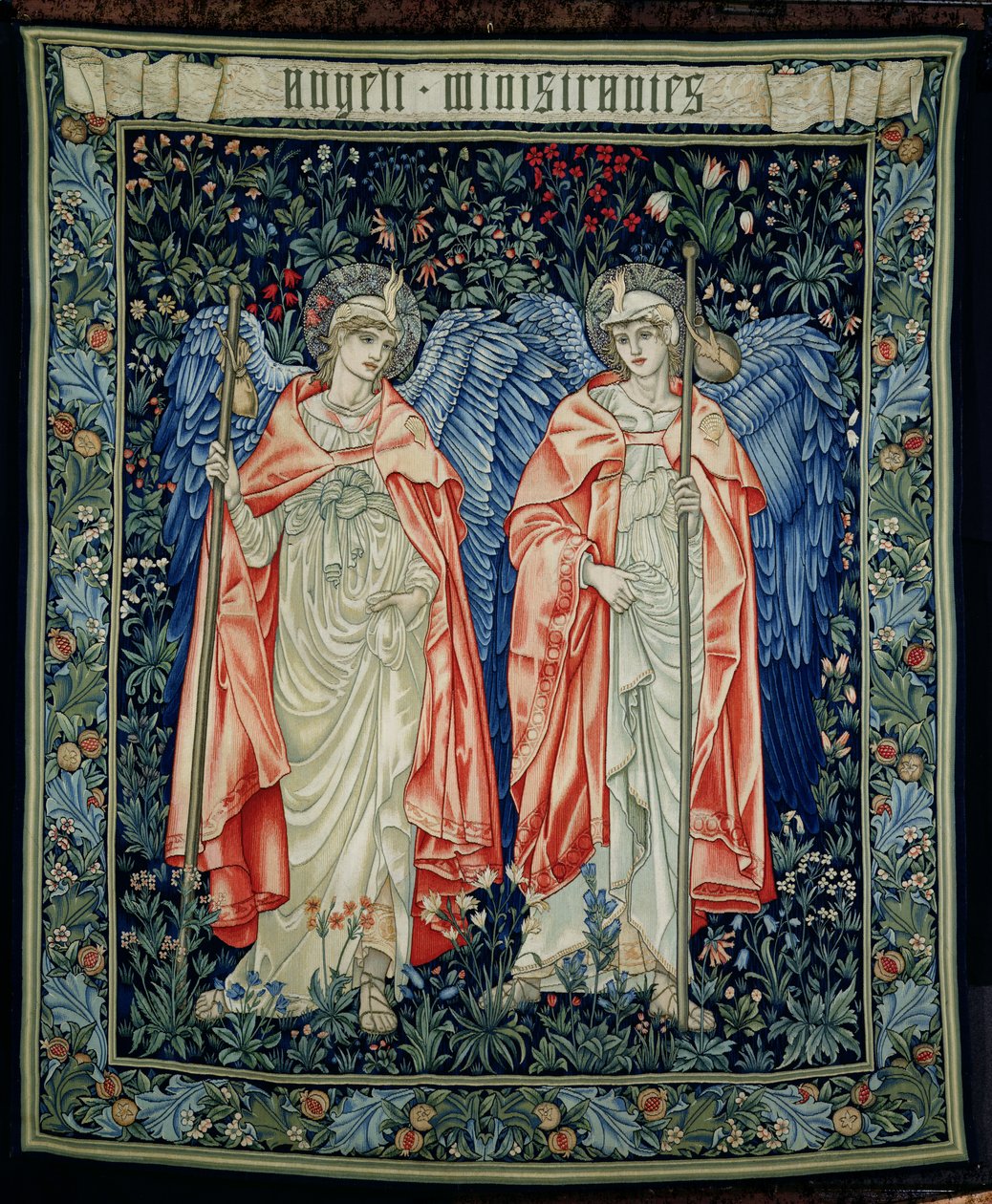 Palveleva enkelit, 1894 (kuvakudos) tekijältä William Morris