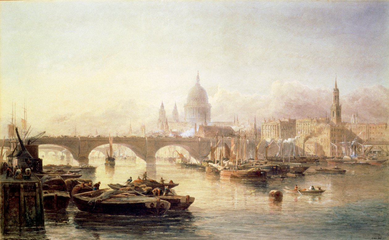 Pyhän Paavalin katedraali ja London Bridge, 1800-luku tekijältä Edward Angelo Goodall