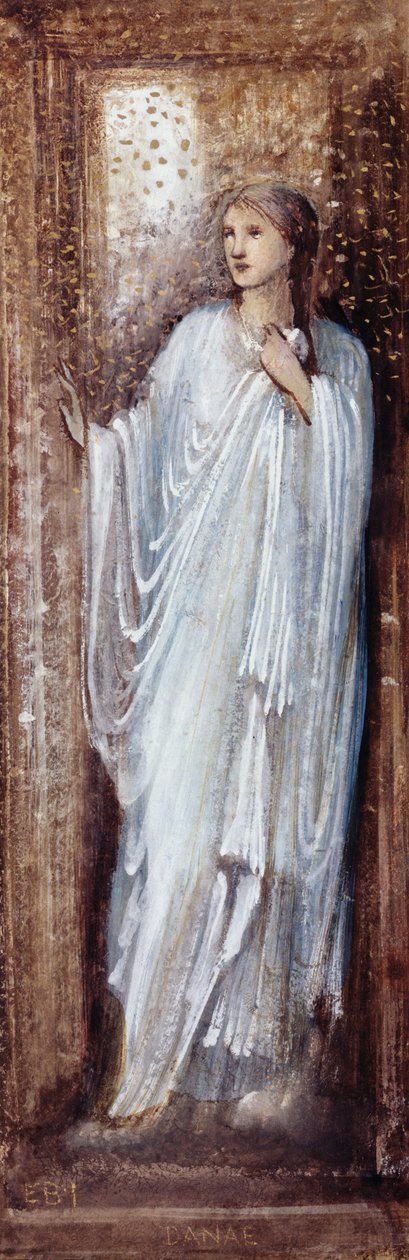 Danae (wc, guassi ja kultamaali paperille) tekijältä Edward Burne Jones