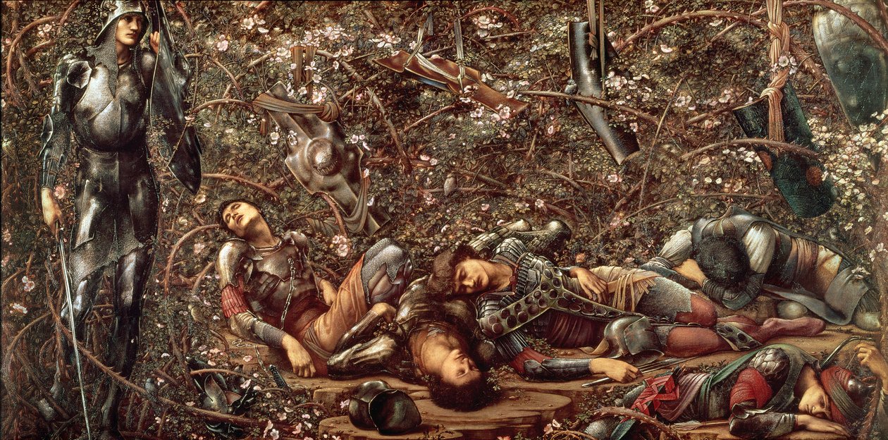 "The Briar Rose" -sarja, 1: Prinssi astuu Briar Woodiin, 1870-90 tekijältä Edward Burne Jones