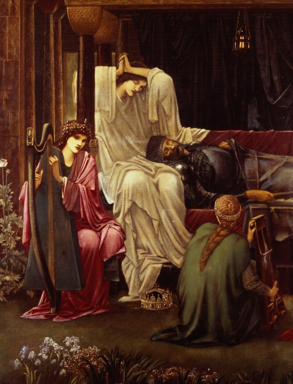 Arthurin viimeinen uni Avalonissa (yksityiskohta), 1881-98 tekijältä Edward Burne Jones