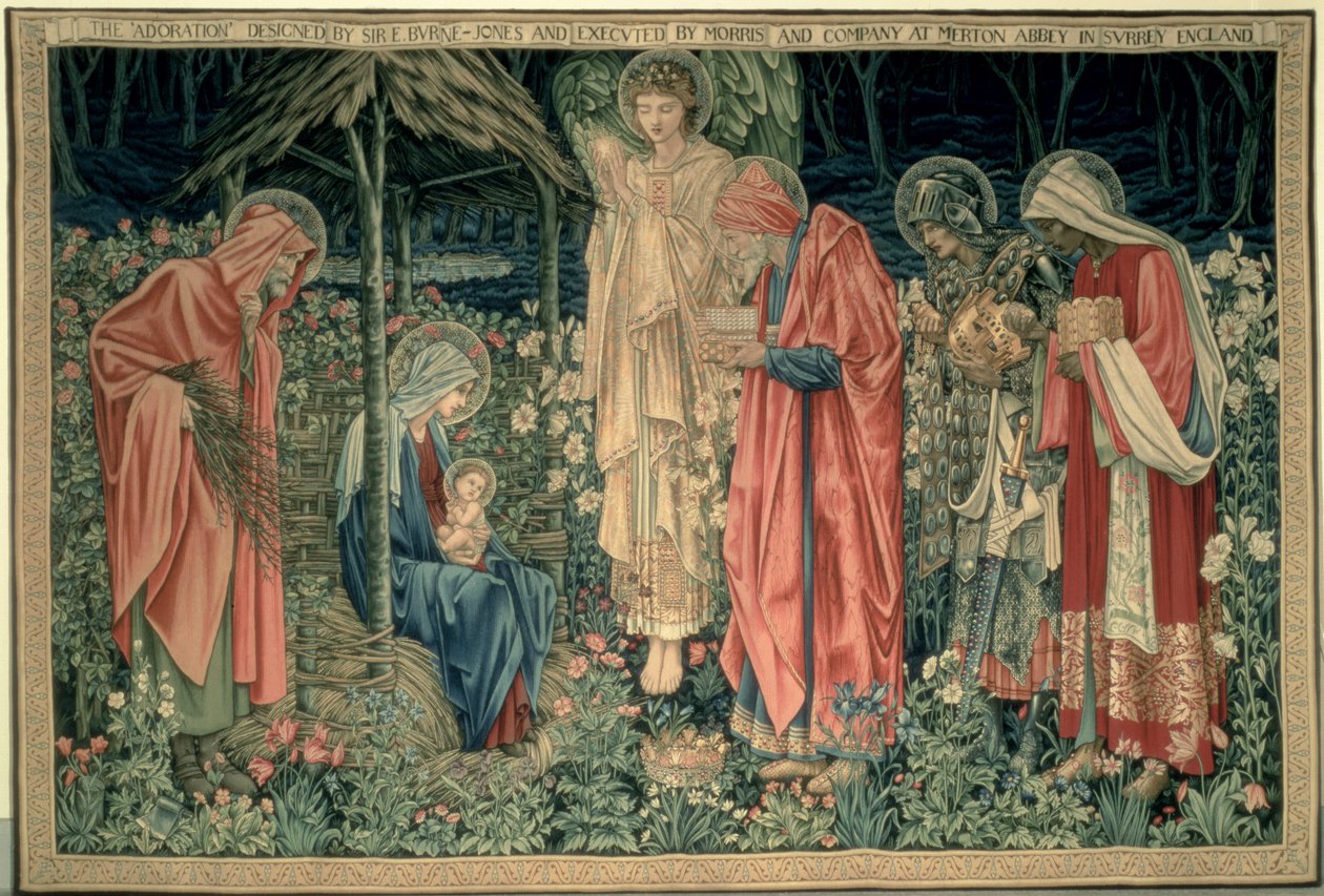 The Adoration of the Magi, valmistaja William Morris and Co., Merton Abbey (käsinkudottu villakudos) tekijältä Edward Burne Jones