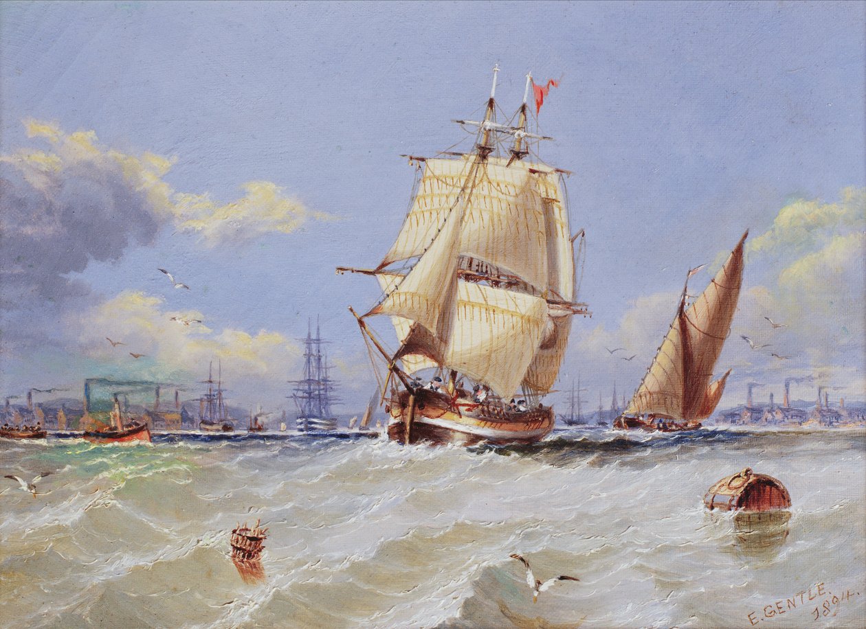 Rannikkokohtaus, 1894 tekijältä Edward Gentle