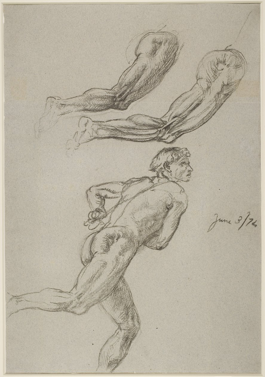 Elämänpiirros juoksevasta miehestä (liitu paperille) tekijältä Edward John Poynter