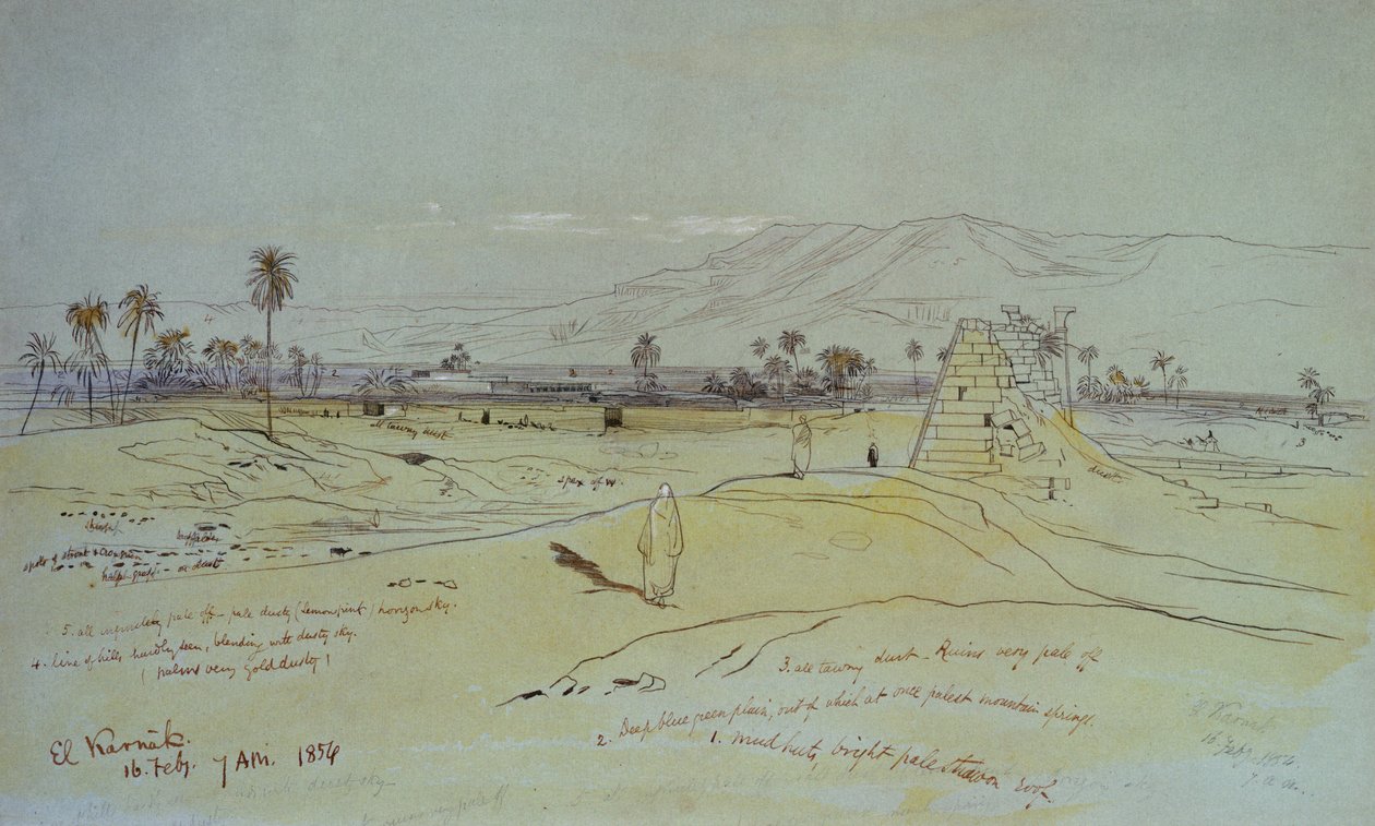 El Karnak, 1854 (kynä, muste ja wc) tekijältä Edward Lear